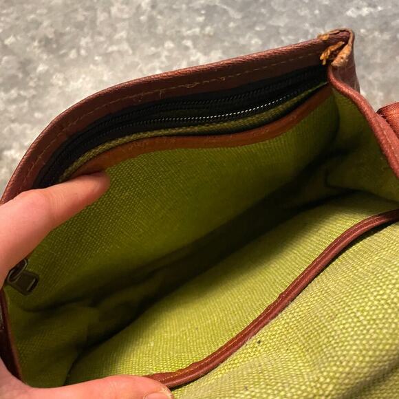 Vintage Brown Genuine Waxed Leather Crossbody Purse Shoulder Bag Handmade Retro - Picture 10 of 15